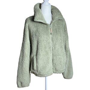American Eagle Outfitter Jacket Huggable Fleece Green Sherpa Unisex Cozy Women M